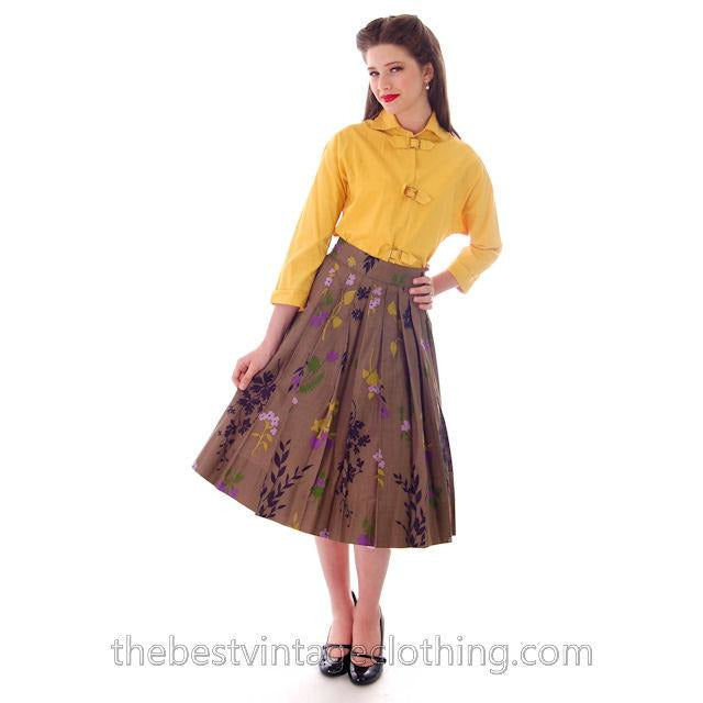 Vintage 1940s Cotton Blouse Gold Buckles Detail Unique Sleeves M-L Women's,New Arrivals The Best Vintage Clothing