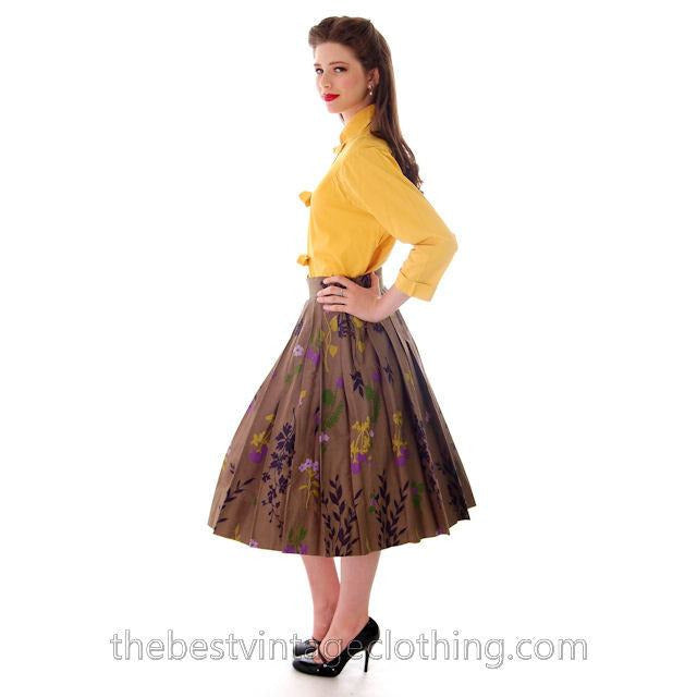 Vintage 1940s Cotton Blouse Gold Buckles Detail Unique Sleeves M-L Women's,New Arrivals The Best Vintage Clothing