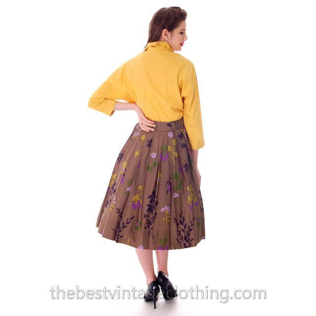 Vintage 1940s Cotton Blouse Gold Buckles Detail Unique Sleeves M-L Women's,New Arrivals The Best Vintage Clothing