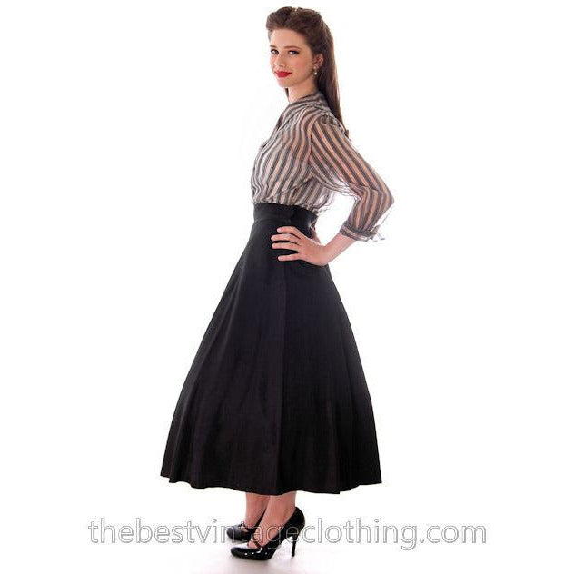 Vintage Black Taffeta Full Skirt 1940s 29" Waist Women's,New Arrivals The Best Vintage Clothing