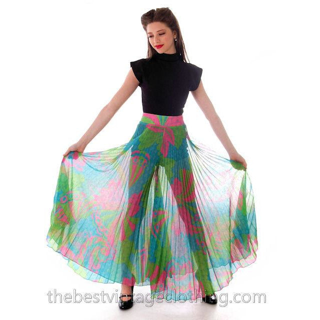 Vintage Sheer Palazzo Pants Super 1960s Mod Print Mr. Pants 27 Waist Women's,New Arrivals Lynn Stuart