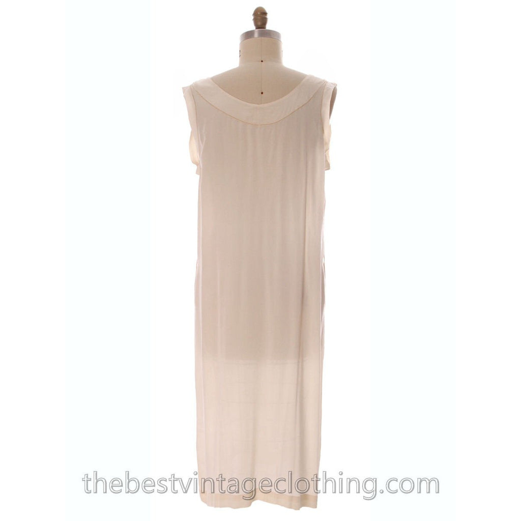 Beautiful Antique 1920s Silk Day Dress or Wedding Dress Cream Perfect 42 Bust L The Best Vintage Clothing