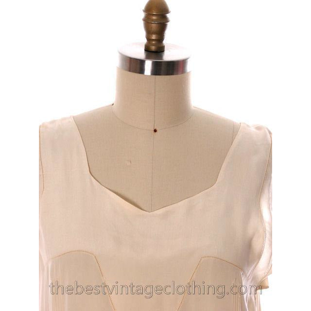 Beautiful Antique 1920s Silk Day Dress or Wedding Dress Cream Perfect 42 Bust L The Best Vintage Clothing
