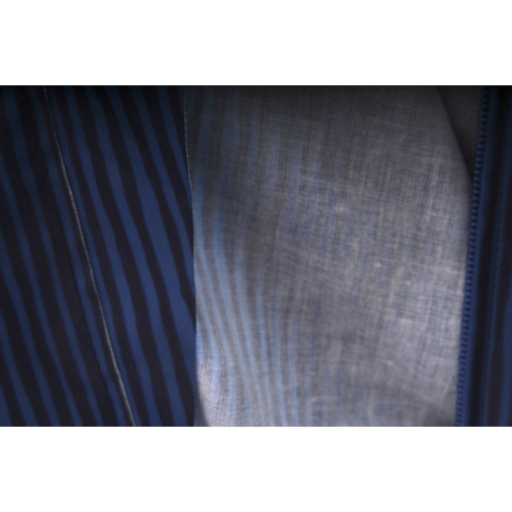 Rare Marimekko Varvunraita Vuokko Design 60s Raincoat Hooded Blue & Navy Stripe Print M 10 38 Zip Up marimekko The Best Vintage Clothing