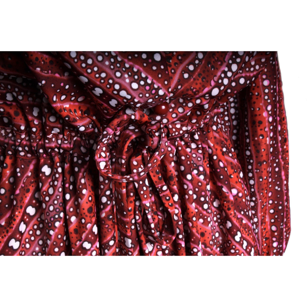 Retro vtg 1970s Francis X Shirt Dress M/L Pink Red Bubbles Neck Bow Polyester The Best Vintage Clothing