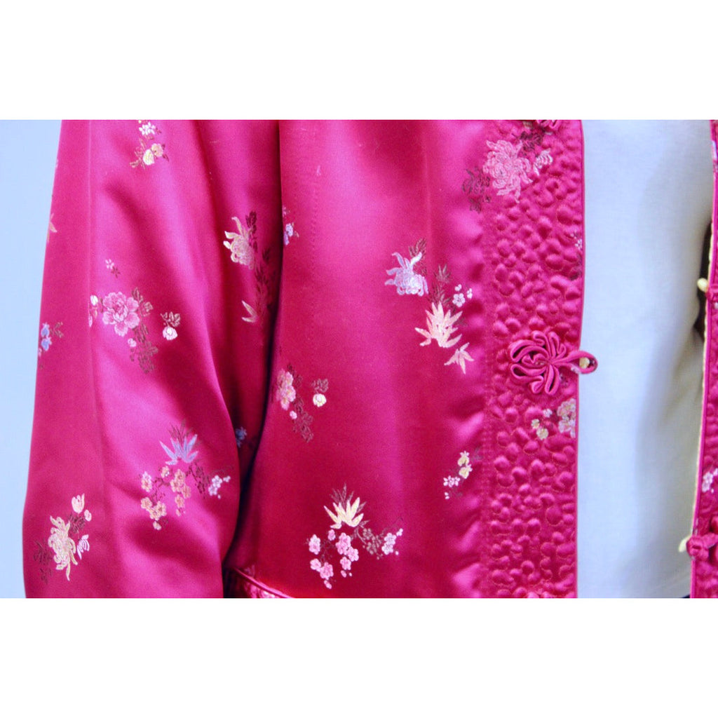Vintage Pink/Yellow Satin Reversible Damask Jacket 1950s S/M Japan coat The Best Vintage Clothing