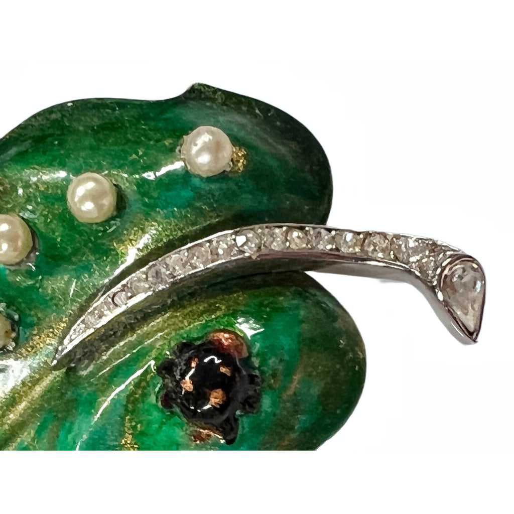 Rare Alfred Philippe Vintage Signed Trifari Turning Leaf Green Brooch 1950s w/ Ladybug Cart2cart Trifari