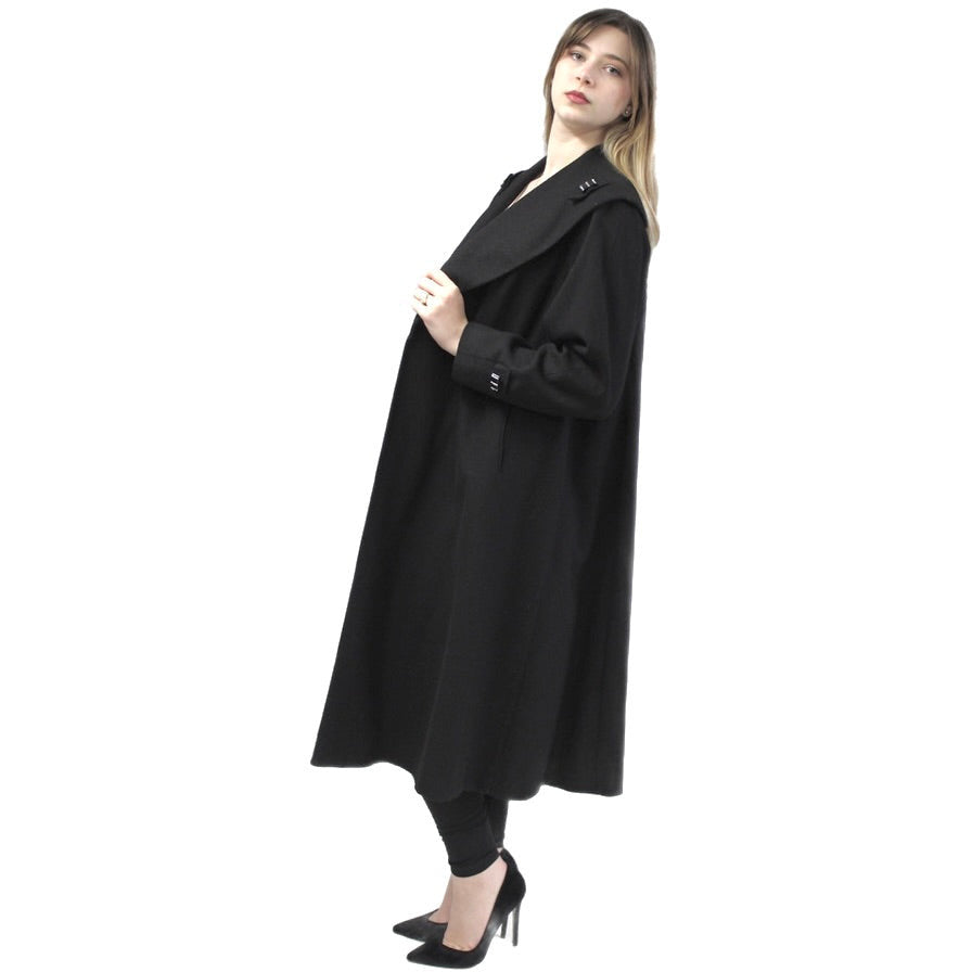 Womens Black Wool Swing Coat 1940s 1950s M-L Fab Bakelite Ornaments Morris coat The Best Vintage Clothing