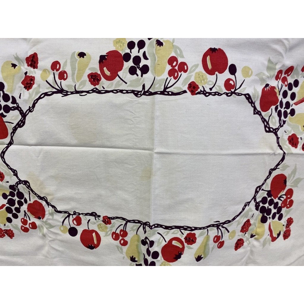 Vintage Printed Cotton Tablecloth Cherries/Pears/Apples 1940S On Sale The Best Vintage Clothing