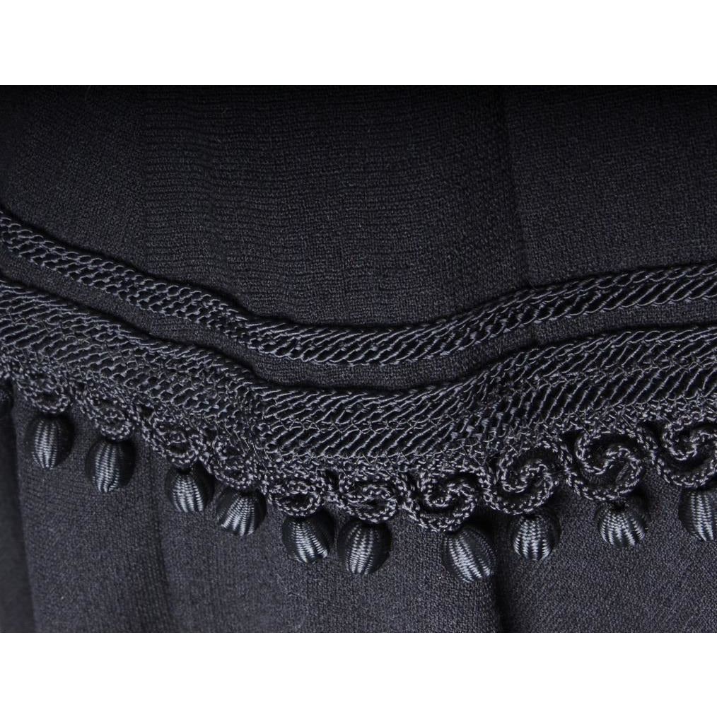 VTG Black Late 1940s Dress With Corde Ball Fringe Hip Detail LBD Wool New Look Womens S/M Dress The Best Vintage Clothing