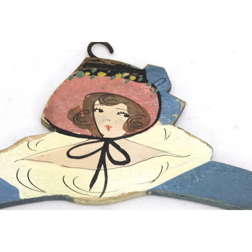 VTG 1930s WOODEN TOWEL RACK SHABBY CHIC Bonnet Girl Boudoir COTTAGE Hand Painted Collectibles The Best Vintage Clothing