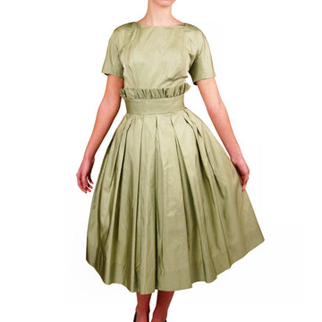 Vintage Suzy Perette Pale Green Silk Cocktail Dress 1950S 36-25-Free Beauty - The Best Vintage Clothing
 - 1