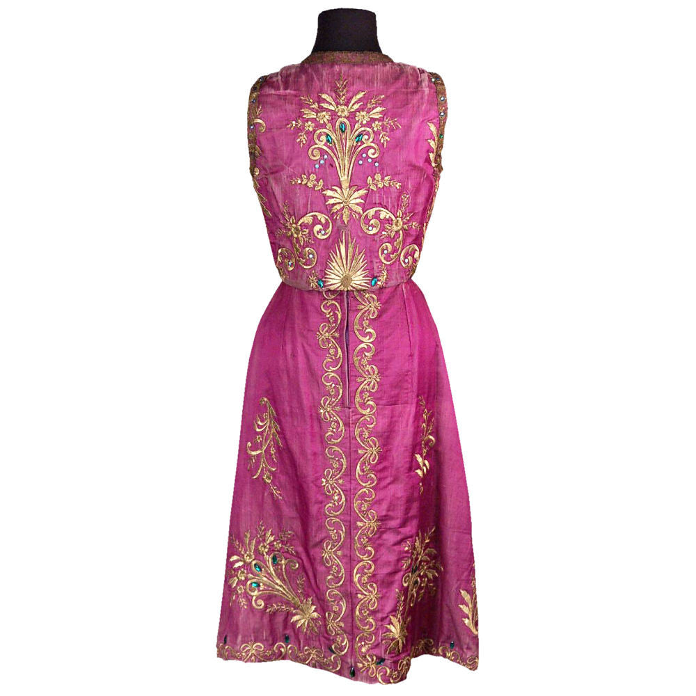 Vintage Purple Silk Beaded Skirt & Top Gypsy Boho Soutache 1970S Provenance Small Women's The Best Vintage Clothing