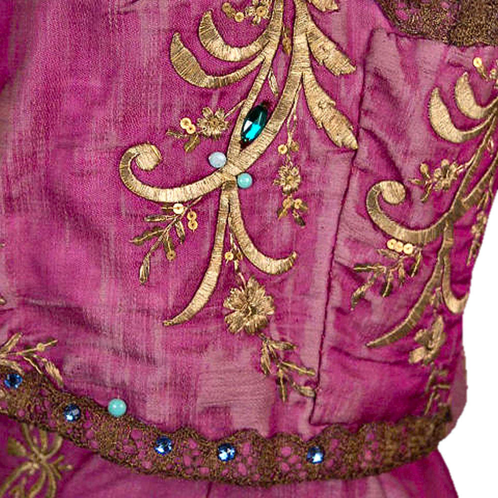 Vintage Purple Silk Beaded Skirt & Top Gypsy Boho Soutache 1970S Provenance Small Women's The Best Vintage Clothing