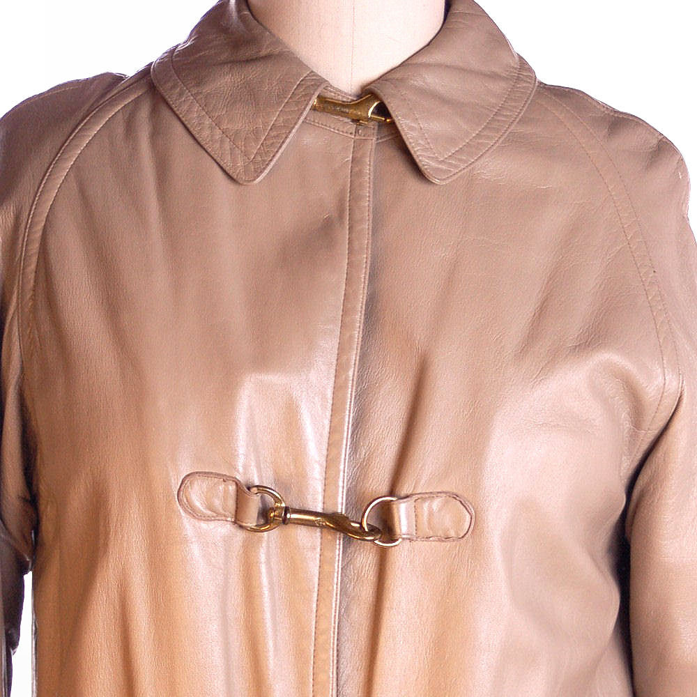 Vintage Leather Coat Bonnie Cashin Sills Snap Hook Front 1970s M Women's Bonnie Cashin