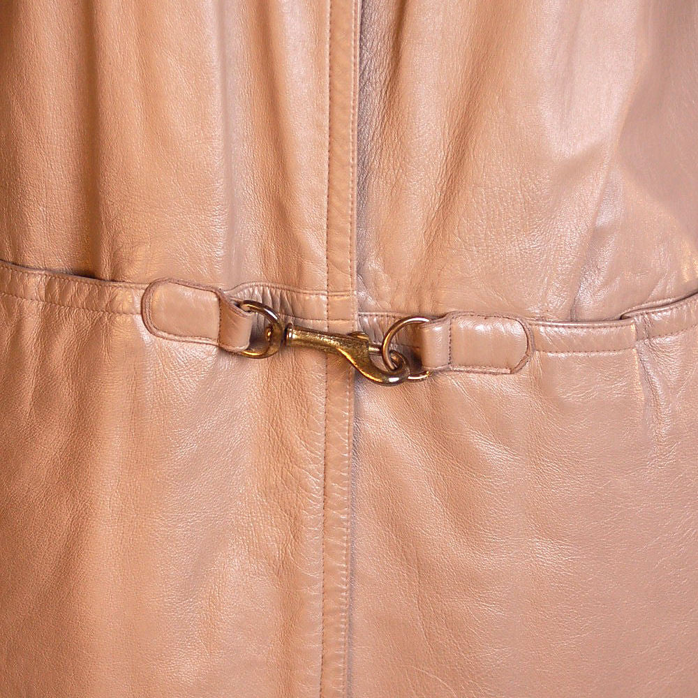 Vintage Leather Coat Bonnie Cashin Sills Snap Hook Front 1970s M Women's Bonnie Cashin