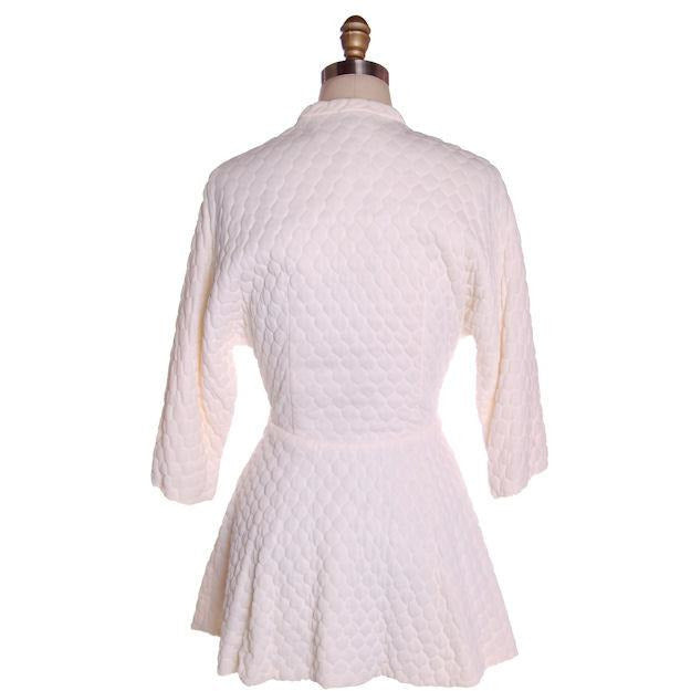 Vintage White Quilted Bed Jacket Roses Applique Evelyn Pearson 1950s 38-26-Free New Arrivals Evelyn Pearson