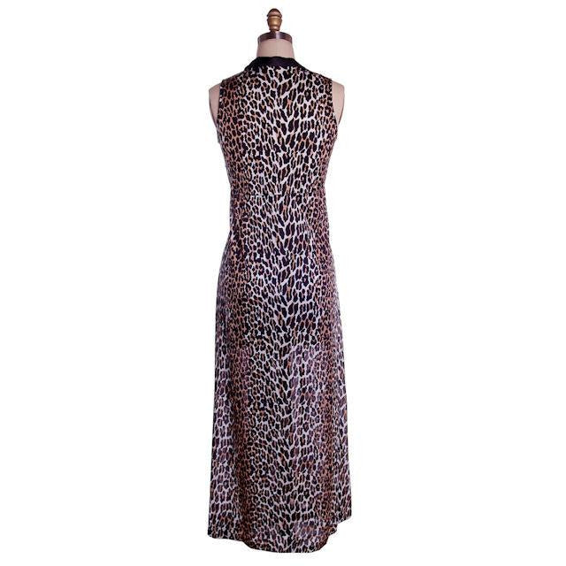 Vintage Cat Print Leopard Nylon Night Gown 1960s MEOW Small 34-34-44 Women's vendor-unknown