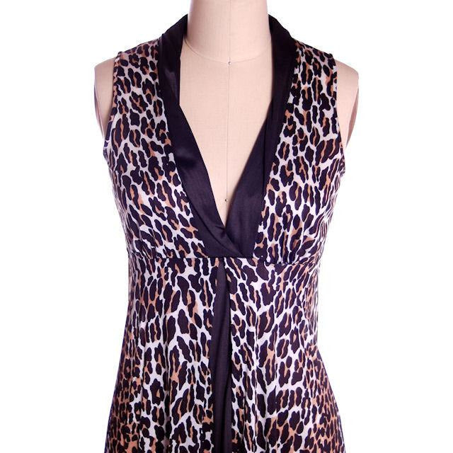 Vintage Cat Print Leopard Nylon Night Gown 1960s MEOW Small 34-34-44 Women's vendor-unknown