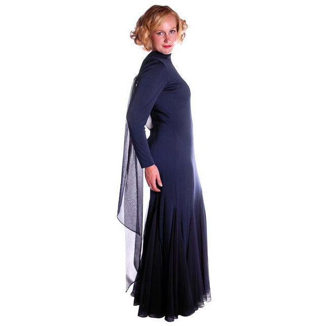 Vintage Richilene Blue  Silk Wiggle Fishtail Evening Gown Sz 8-12 - The Best Vintage Clothing
 - 1