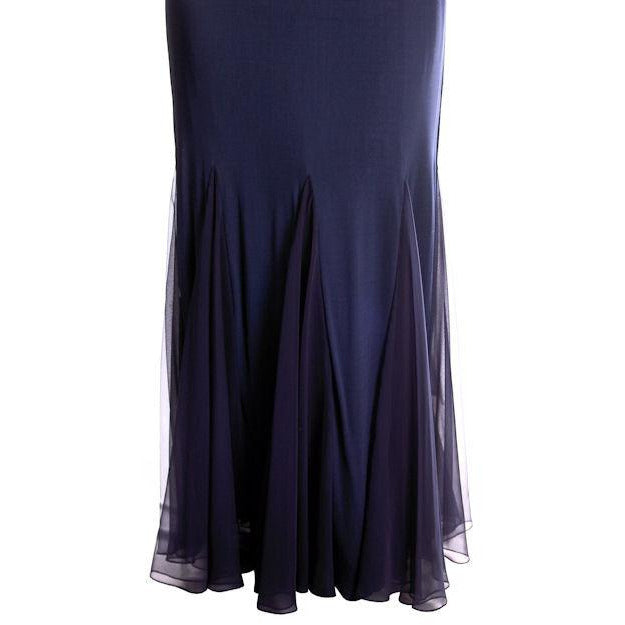 Vintage Richilene Blue Silk Wiggle Fishtail Evening Gown Sz 8-12 1930s look Women's Richilene