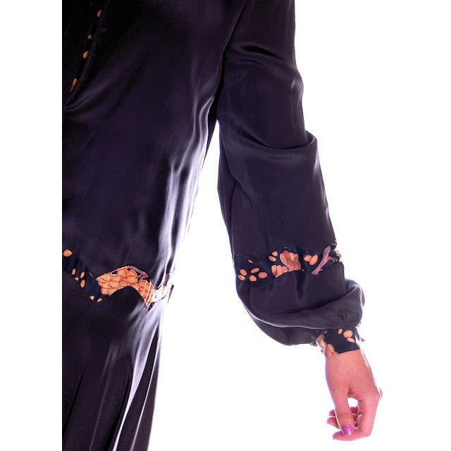 Vintage 1920s Dress Silk Art Deco Era Dress Flapper Large Printed Silk Detail Women's The Best Vintage Clothing
