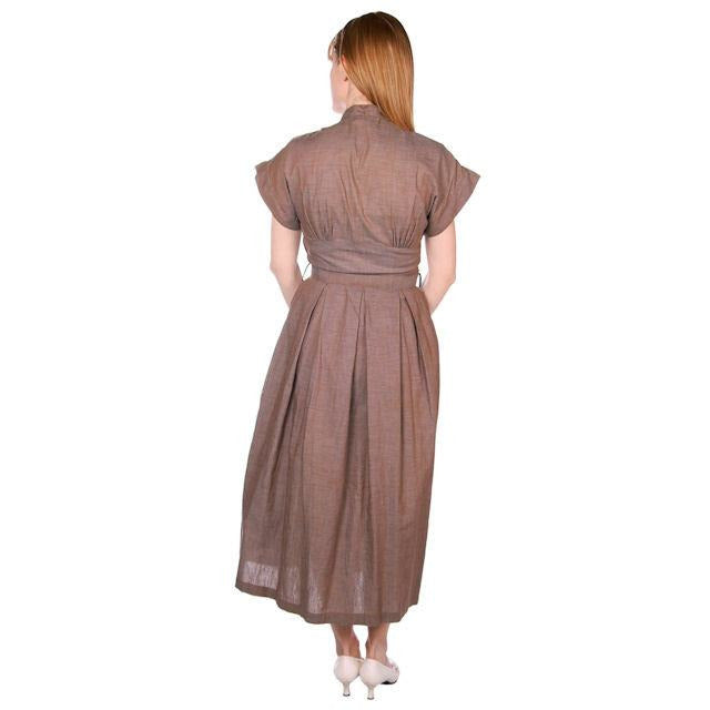 Vintage Taupe/Blue Changeable Cotton Day Dress 1940s Campus Star 34-27-Free Cart2cart Campus Star