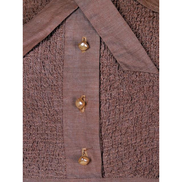 Vintage Taupe/Blue Changeable Cotton Day Dress 1940s Campus Star 34-27-Free Cart2cart Campus Star