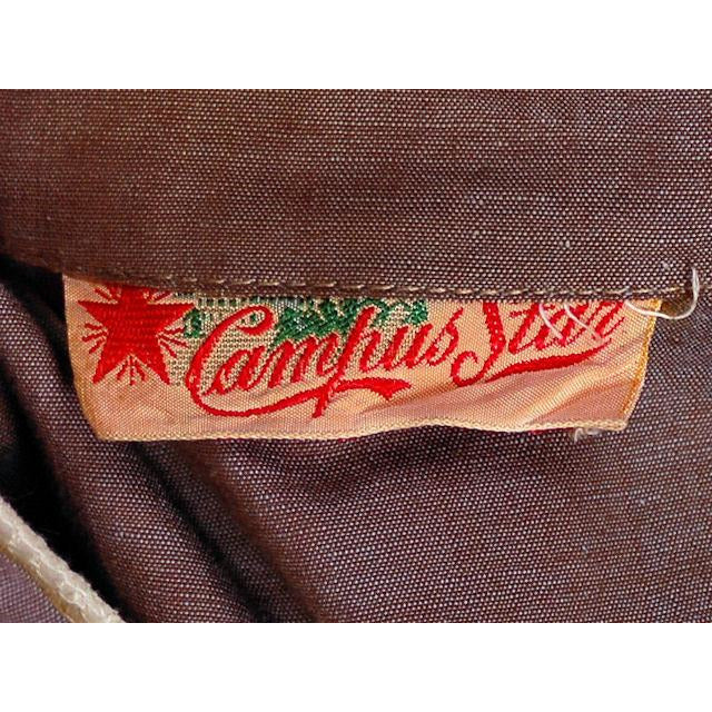 Vintage Taupe/Blue Changeable Cotton Day Dress 1940s Campus Star 34-27-Free Cart2cart Campus Star