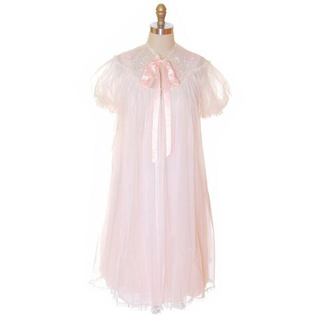 Vintage Peignoir Gotham Gold Stripe Frothy Pink Nylon Chiffon 1950s Women's,New Arrivals Gotham