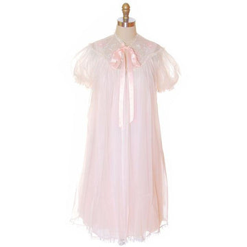 Vintage Peignoir Gotham Gold Stripe Frothy Pink Nylon Chiffon 1950s Women's,New Arrivals Gotham