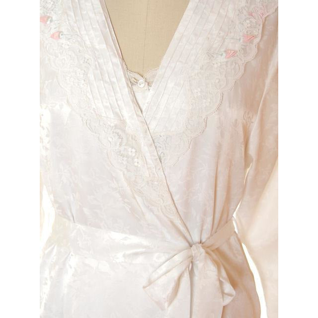 Vintage Eve Stillman White Satin Peignoir Set Med Large 1980s Women's Eve Stillman