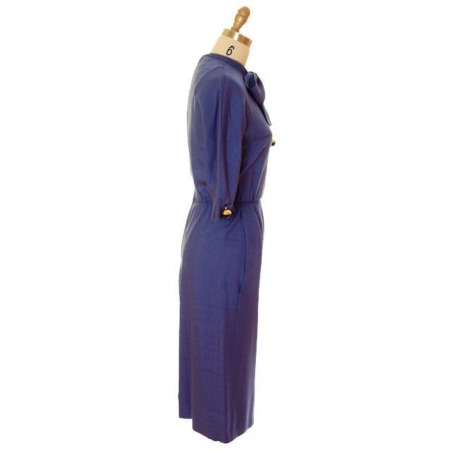Vintage Sapphire Blue Dress Harvey Berin/ Karen Stark 1960s Big Brass Buttons + Belt Women's,New Arrivals Harvey Berin