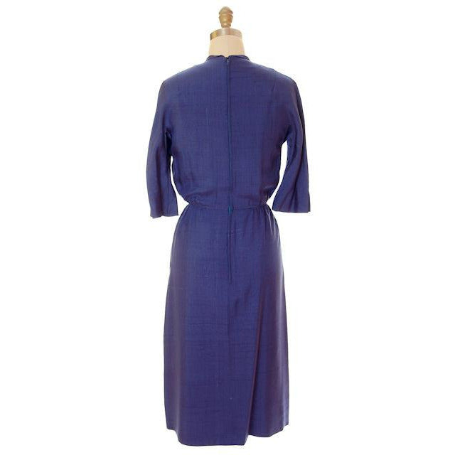 Vintage Sapphire Blue Dress Harvey Berin/ Karen Stark 1960s Big Brass ...