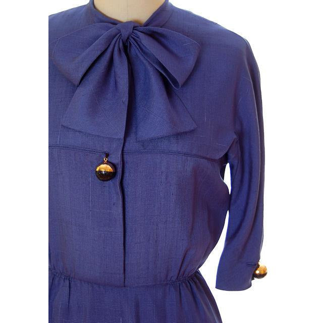 Vintage Sapphire Blue Dress Harvey Berin/ Karen Stark 1960s Big Brass Buttons + Belt Women's,New Arrivals Harvey Berin