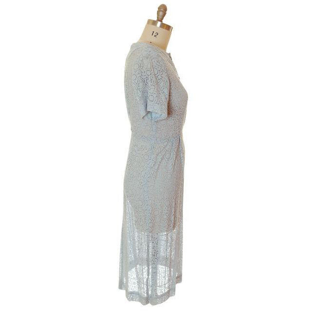 Vintage Pale Blue Sheer Day Dress Clayton 1950s Med Women's,On Sale The Best Vintage Clothing