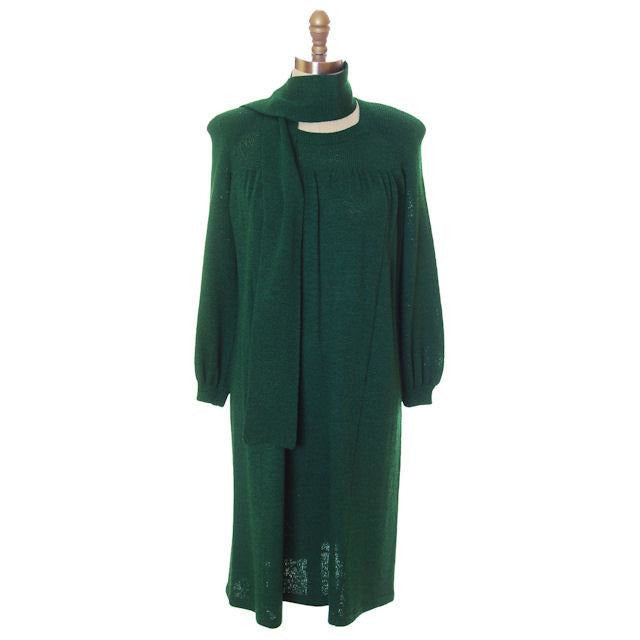 Vintage Green Knit Dress 1970s Adolfo Saks Fifth Ave Med Women's,New Arrivals Adolfo