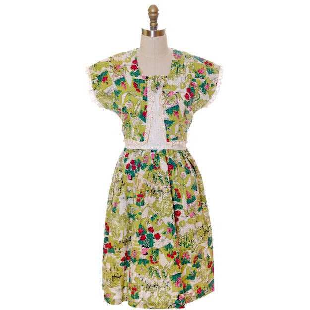 Vintage Printed Seersucker Dress Billie Barnes Original 1940s CUTE! - The Best Vintage Clothing
 - 1