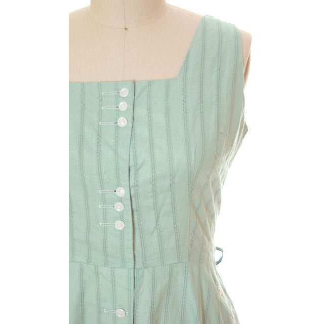 Vintage Ladies Day Dress Pale Green Cotton Cool Button Details 1950s Large Women's,New Arrivals The Best Vintage Clothing