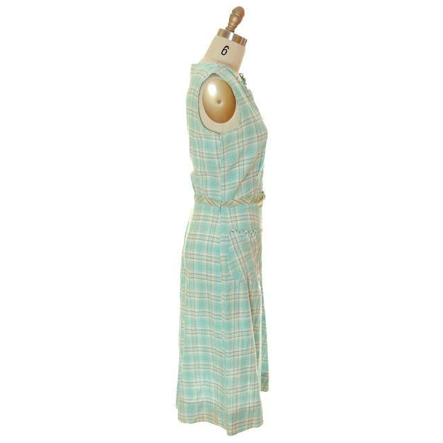 Vintage Housedress Pale Blue Plaid 1950s Cotton Medium Women's,On Sale The Best Vintage Clothing