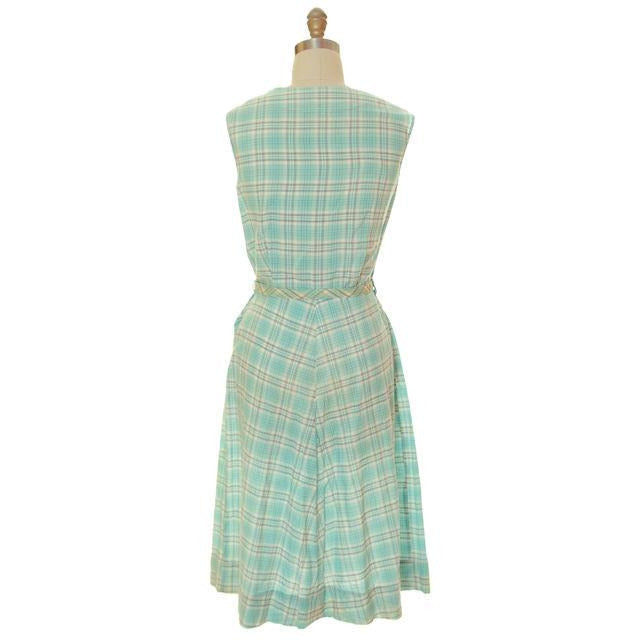 Vintage Housedress Pale Blue Plaid 1950s Cotton Medium Women's,On Sale The Best Vintage Clothing