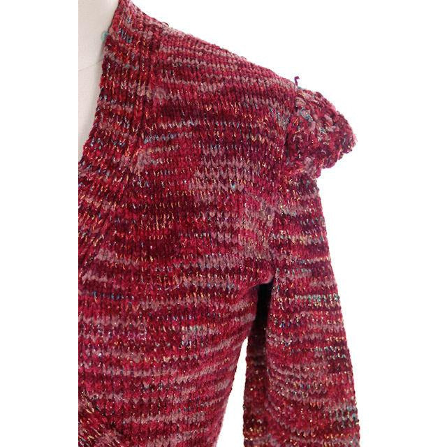 Vintage Wrap Sweater Flavia Des Granges Fab Metallics Cranberry 1980s M Women's The Best Vintage Clothing