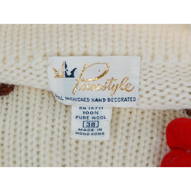 Vintage Sweater Fab 3D Embroidered Grapes 100% Wool 1960s Sz 38 Women's The Best Vintage Clothing