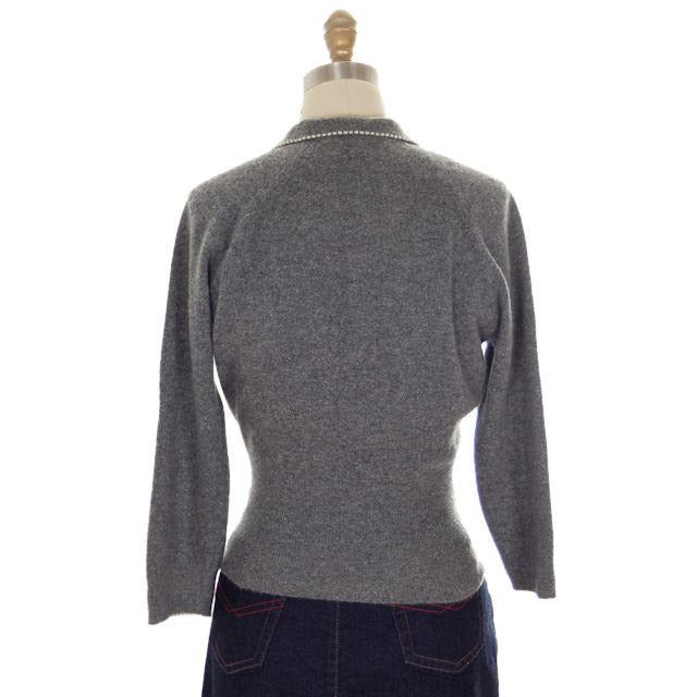 Vintage Cashmere Sweater Ladies Heather Gray B. Altman Shawl 1950s Small- Med On Sale,Women's The Best Vintage Clothing