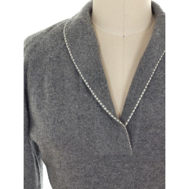 Vintage Cashmere Sweater Ladies Heather Gray B. Altman Shawl 1950s Small- Med On Sale,Women's The Best Vintage Clothing
