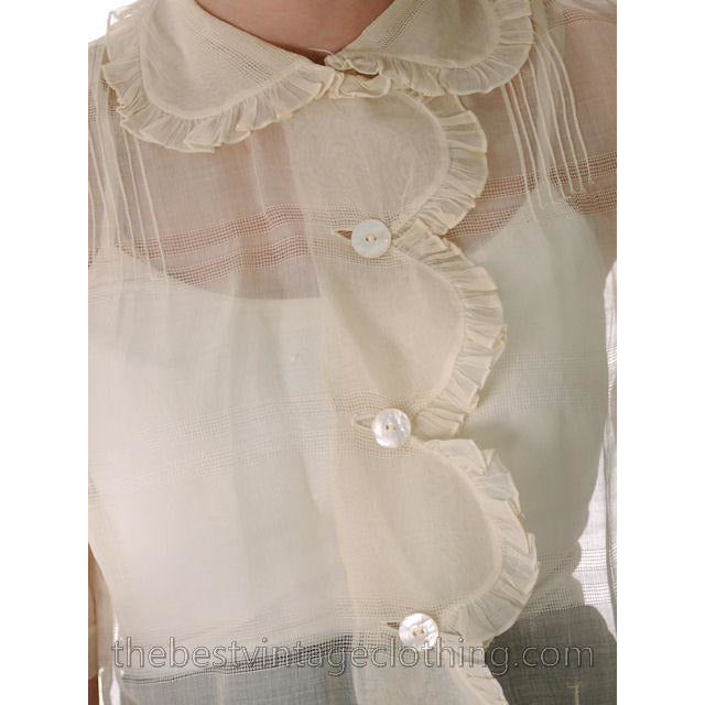 Vintage 1930s Blouse Sheer Gauze Details Small Bambergers Women's,New Arrivals The Best Vintage Clothing