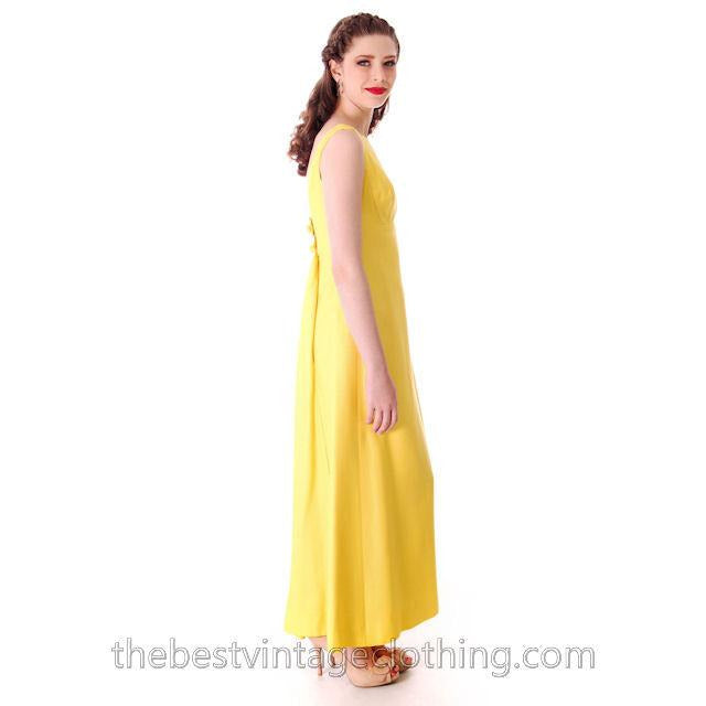 Vintage Summer Evening Gown Yellow Faille Maxi Small 1960s Women's,New Arrivals The Best Vintage Clothing