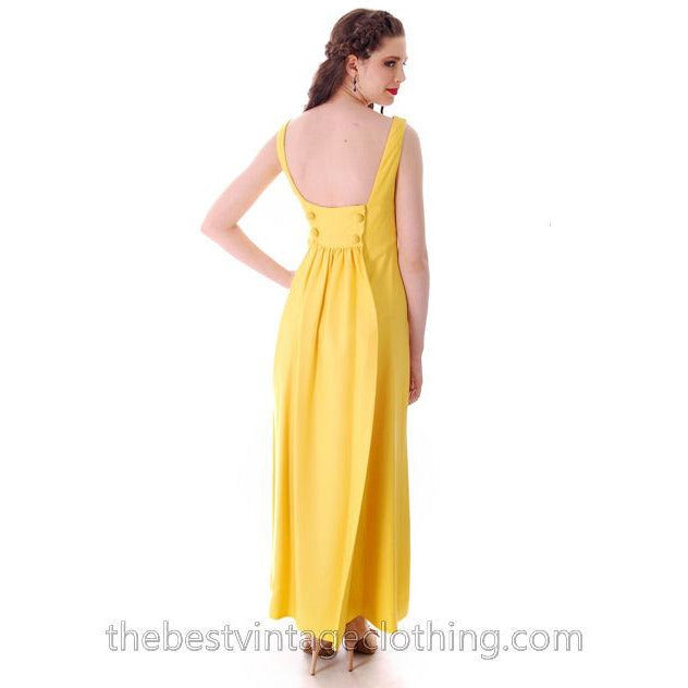 Vintage Summer Evening Gown Yellow Faille Maxi Small 1960s Women's,New Arrivals The Best Vintage Clothing