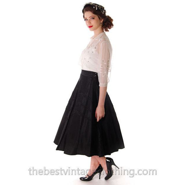 Vintage Sheer Nylon White Blouse Embellished Rhinestones M Women's,New Arrivals vendor-unknown