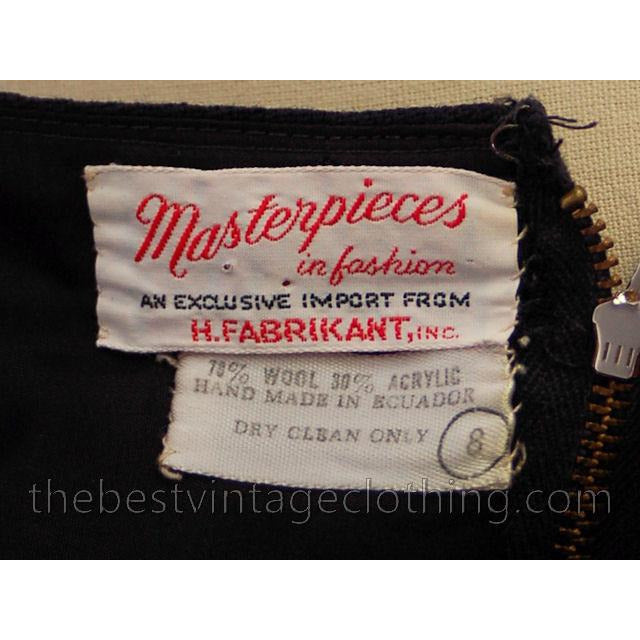 Vintage Embroidered Maxi Skirt H. Fabrikant Wool Blend Black S Women's,New Arrivals The Best Vintage Clothing